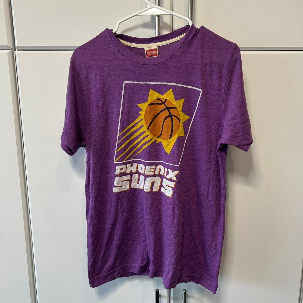 Homage Phoenix Suns Purple Heather Graphic T-Shirt NBA Mens Small Made in USA